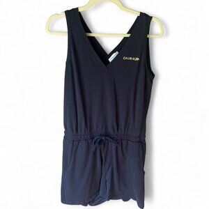 Calvin Klein Black V Neck sleeveless sporty preppy shorts romer S athleisure